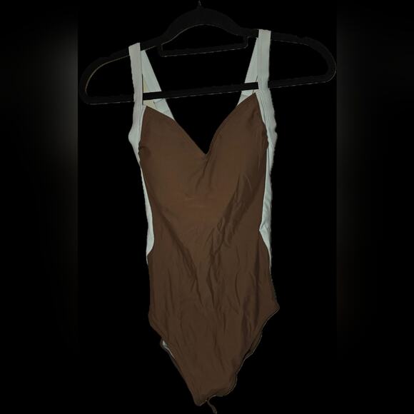 Na Other - Brown and White Swimwear With Tie Up Back NWT